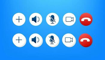 Set of Video call buttons. Web design. Video call buttons for mobile app design. Vector stock illustration