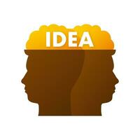 Head silhouette idea lamp in abstract style. Bulb light vector icon. Technology abstract