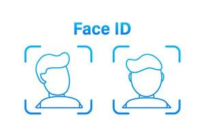 Face recognition concept design. Can use for web banner, infographics, hero images. Line style. Vector illustration