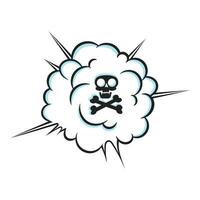 Fart smoke smelling cloud with skull and crossing bones. vector