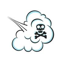 Fart smoke smelling cloud with skull and crossing bones. vector