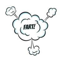 Fart smoke smelling cloud pop art comic book cartoon flat style design vector illustration.