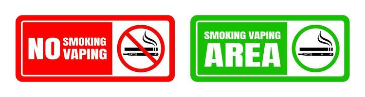 No smoking no vaping and smoking area sign set. vector