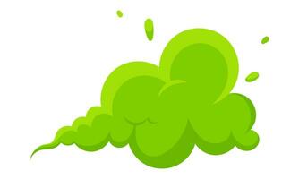 Smelling green cartoon smoke or fart clouds flat style design vector illustration.