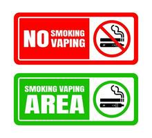 No smoking no vaping and smoking area sign set. vector