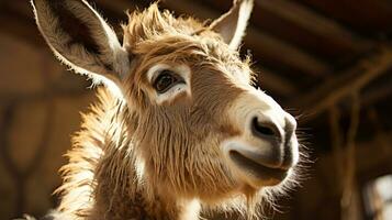 Close-up photo of a Donkey looking any direction. Generative AI