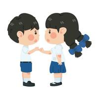 Student kids boy and girl  Pinky Promise  hands vector