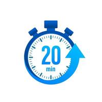 The 20 minutes, stopwatch vector icon. Stopwatch icon in flat style, timer on on color background. Vector illustration