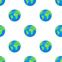 Earth globes pattern on white background. Flat planet Earth icon. Vector illustration