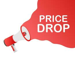 Price drop   megaphone loudspeaker with message Price drop. Vector stock illustration.