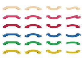 Set of colored ribbons in different shapes and sizes. Vector illustration.