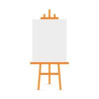Vector Set of Wooden Brown White Sienna Easels with Mock Up Empty Blank Square Canvases Isolated on Background