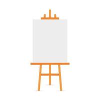 Vector Set of Wooden Brown White Sienna Easels with Mock Up Empty Blank Square Canvases Isolated on Background