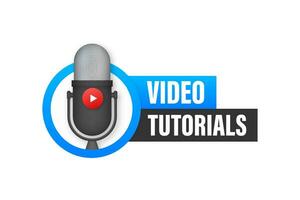 Video tutorials icon concept. Study and learning background, distance education and knowledge growth. Vector illustration