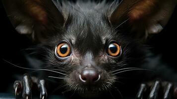 Close-up photo of a Vampire Bat looking any direction. Generative AI
