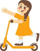 Girl Playing Scooter Illustration vector