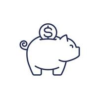 moneybox, piggy bank, savings line icon vector