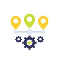 logistics optimization icon, flat vector