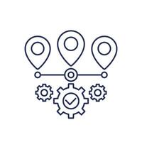 logistics optimization line icon, vector