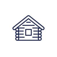 log cabin line icon, wooden hut vector