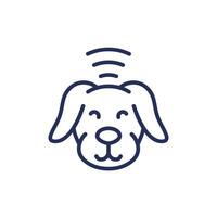 dog with microchip line icon vector