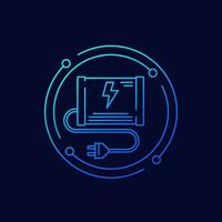 UPS icon, uninterruptible power supply, linear design vector