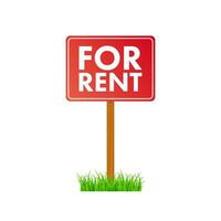 For rent sign. Real estate, advertising, house rent, property concept Vector illustration