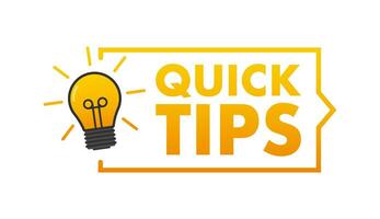 Quick tips icon badge. Ready for use in web or print design. Vector stock illustration