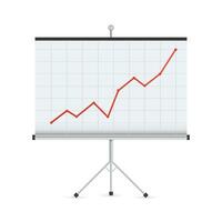 Projector screen with business chart graph. Vector stock illustration