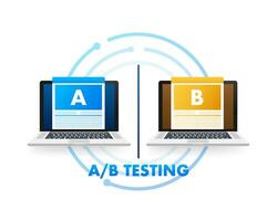 AB testing, split test. Bug Fixing, User Feedback. Homepage landing page template. Vector stock illustration