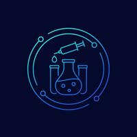 química laboratorio icono, lineal diseño vector