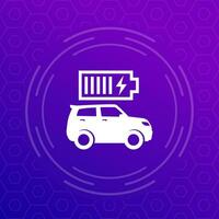 car charging a battery icon with suv, vector