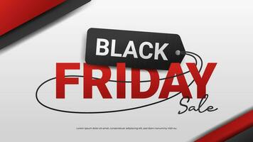Simple Black Friday Title Typography Banner With Sale Tag Illustration Concept vector