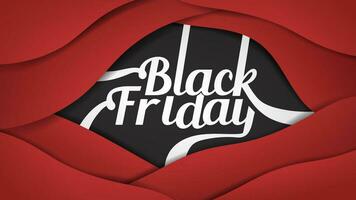 Black Friday Calligraphy Hand Lettering Poster With Red Paper Layer Cutout Style vector