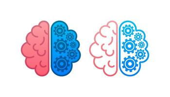 Brain. Digital brain in hand. Neural network. IQ testing. Brainstorm think idea. Vector stock illustration