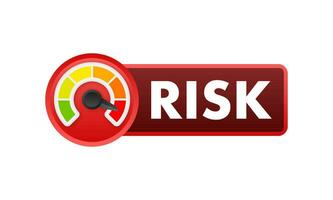 Risk icon on speedometer. High risk meter. Vector stock illustration