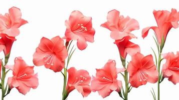 Gladiola flower patterned background. Flower texture background. Generative AI photo