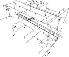 3D illustration of building piping vector