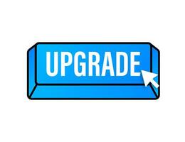 Upgrade blue square button. Vector stock illustration