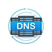 DNS Domain Name System Server. Global communication network concept. Web search concept. Vector illustration