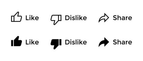 Like, dislike, and share icon vector. Elements of streaming video channel UI app vector