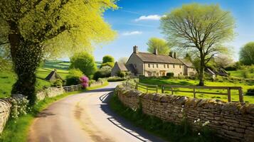 Idyllic and charm of rolling countryside landscape photo