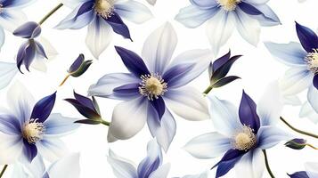 Columbine flower patterned background. Flower texture background. Generative AI photo