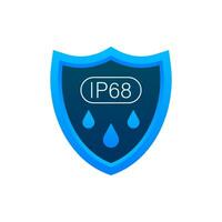 IP68 protection standard icon. Safety badge protection icon. Vector stock illustration