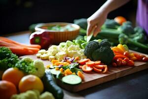 Image of various vegetable in the kitchen table photo