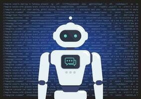 Android Robot with Artificial intelligence Prompt Typography background vector