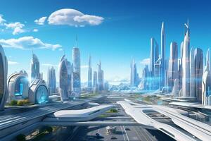 Dynamic and futuristic city skyline photo