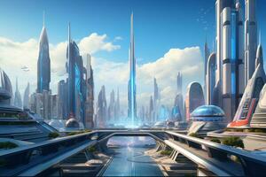 Dynamic and futuristic city skyline photo