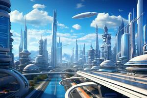 Dynamic and futuristic city skyline photo