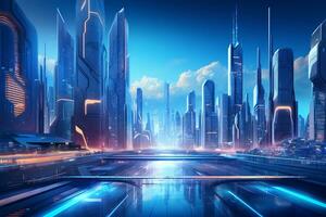 Dynamic and futuristic city skyline photo